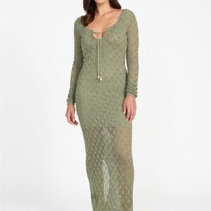 Guess Olive Crochet Alba Pointelle Maxi Dress